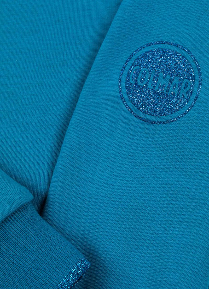 Crew neck sweatshirt with vertical cuts