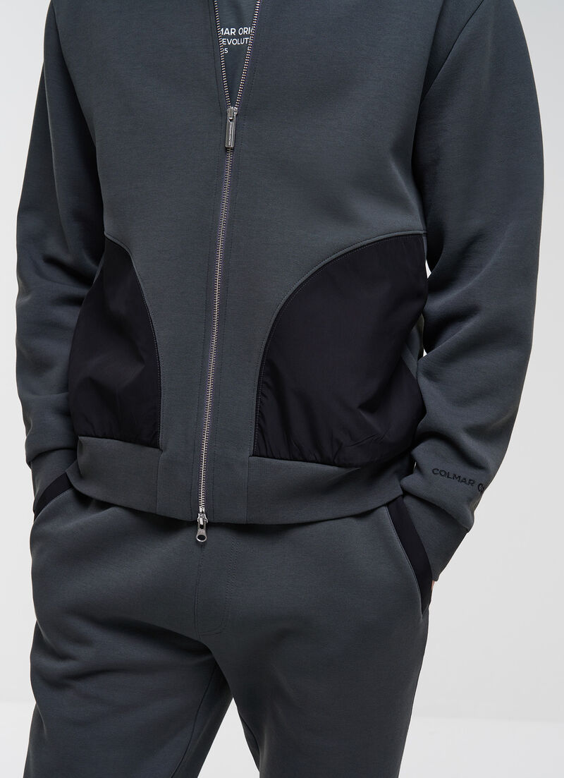 Sweatshirt with nylon inserts