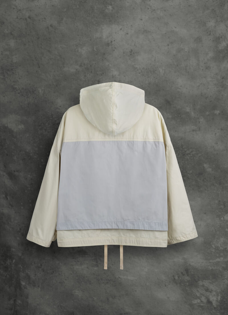 Unlined hooded colour-block jacket