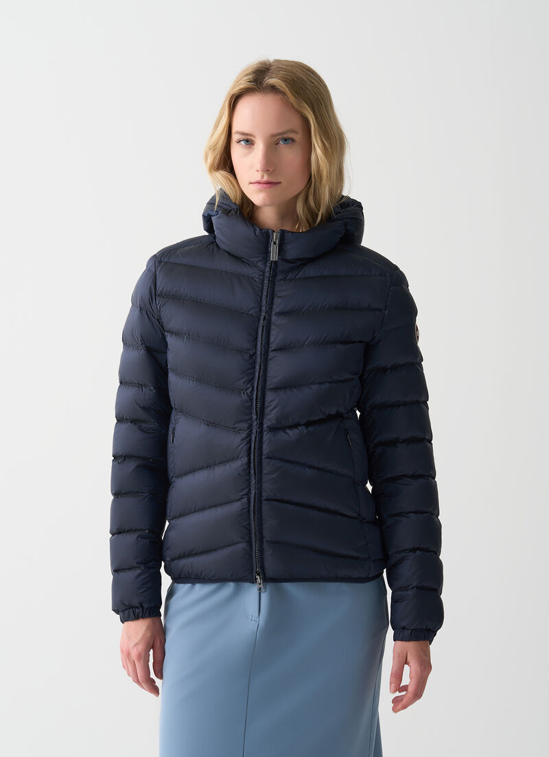 Quilted down jacket with hood
