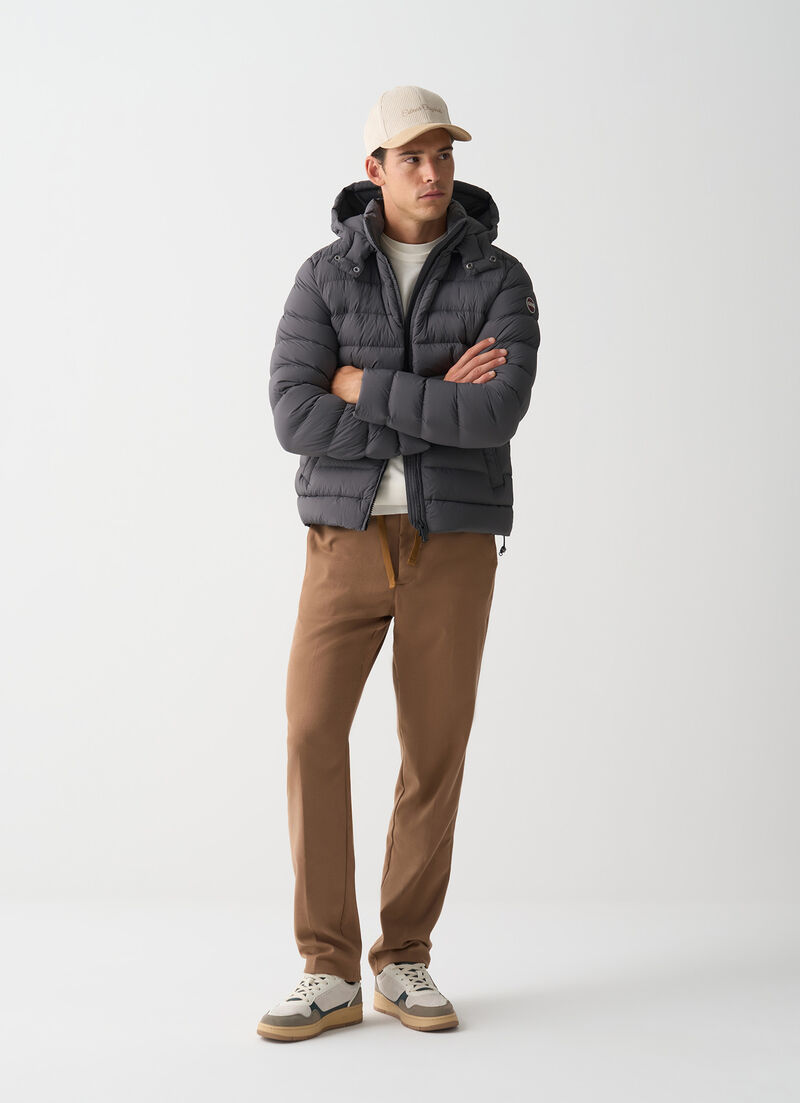 Down jacket with detachable hood