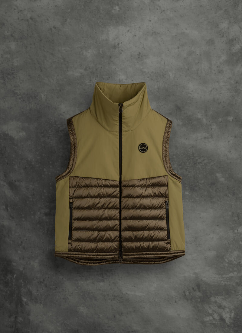 Recycled fabric gilet in a colour-block design