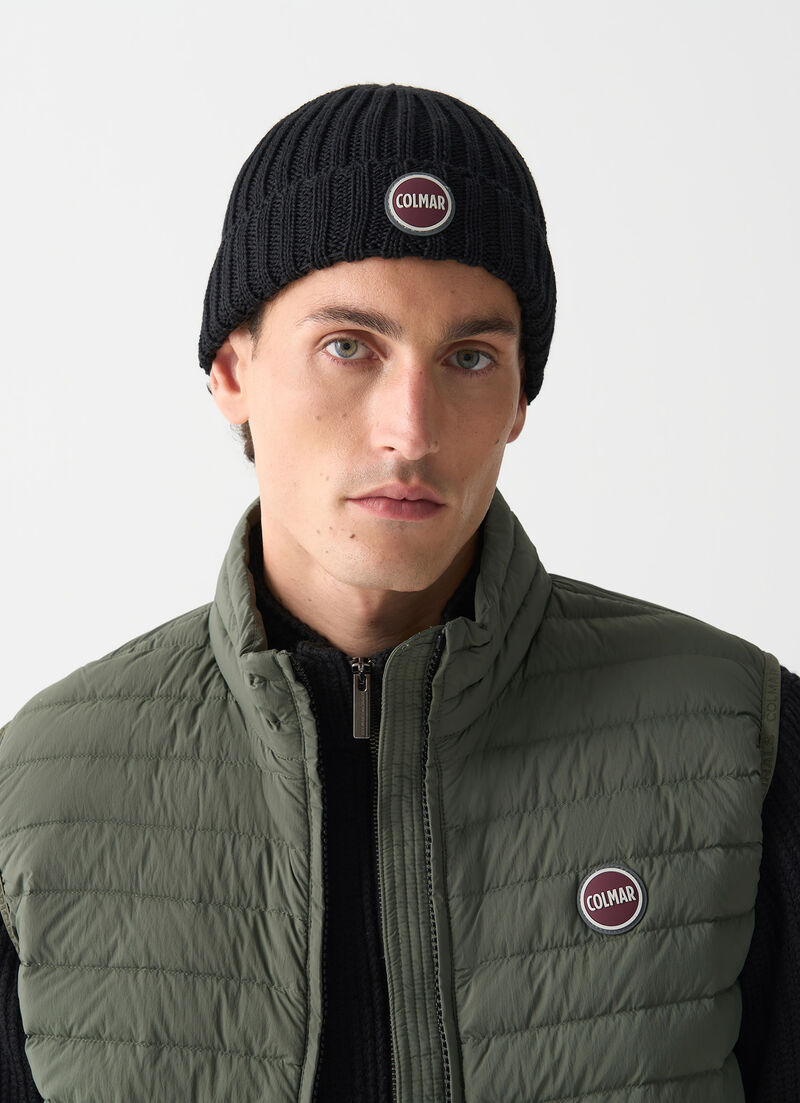 Unisex rib-knit hat with turn-up