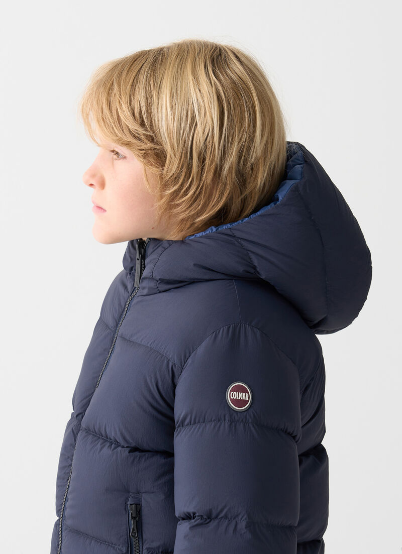 Reversible hooded quilted jacket