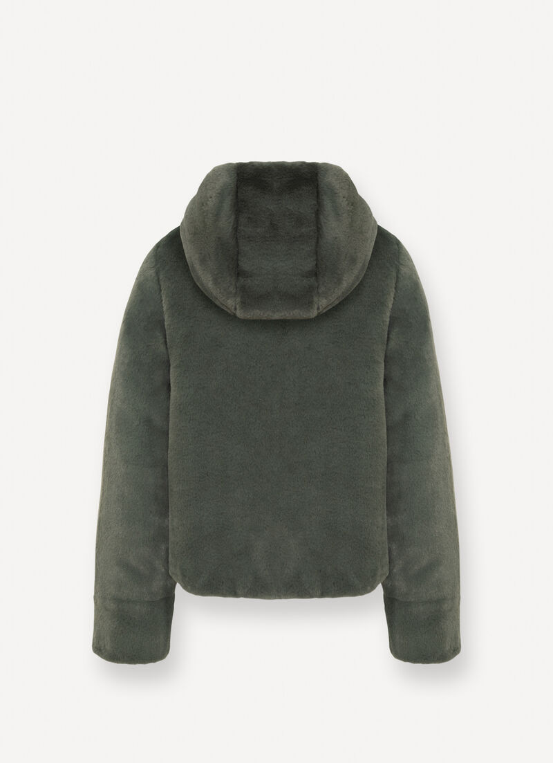 Reversible faux fur down jacket