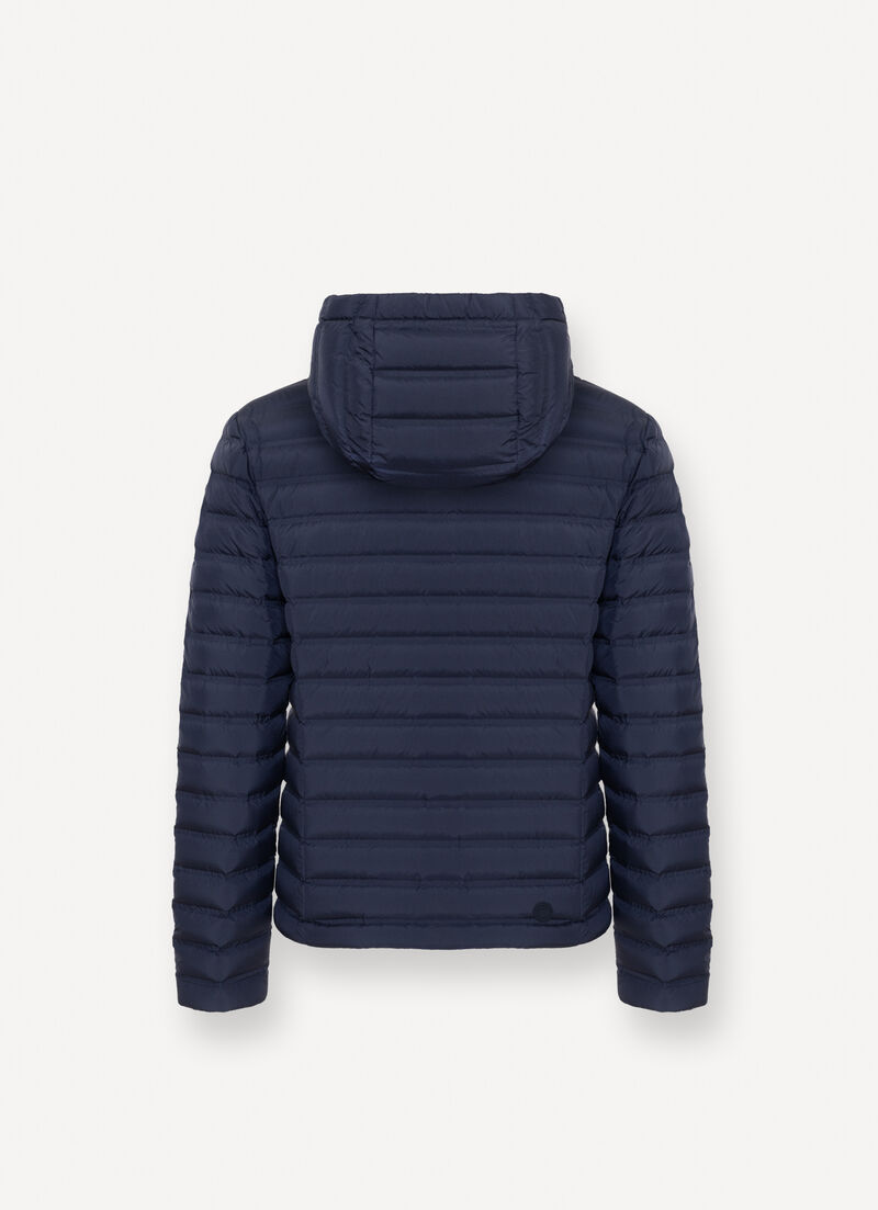 Seamless down jacket with hood