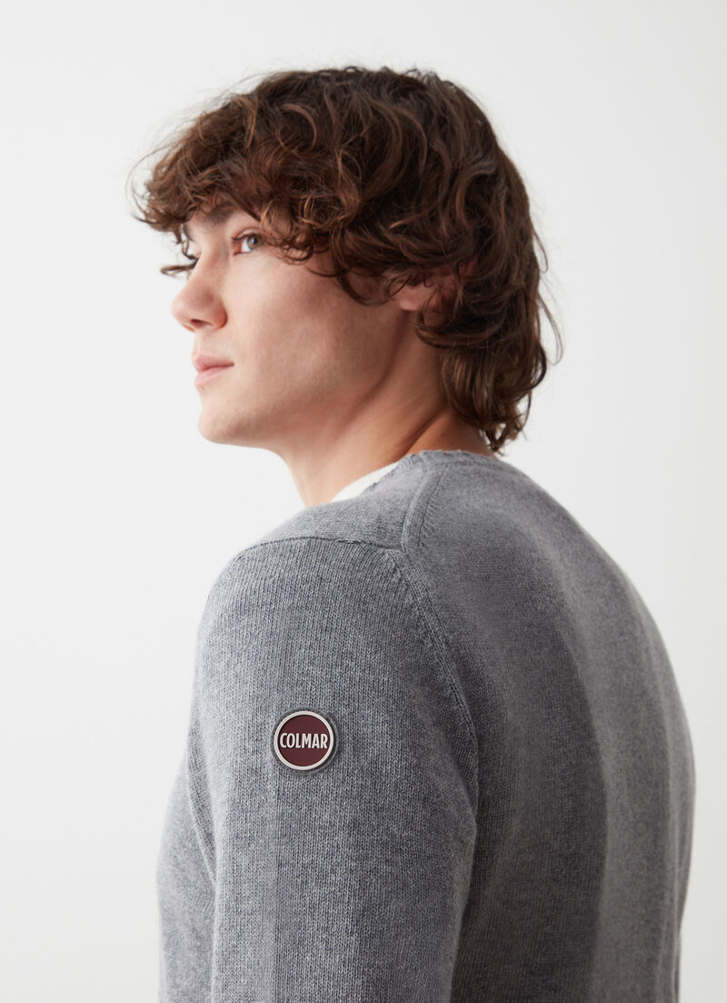 Crew-neck cashmere-blend pullover