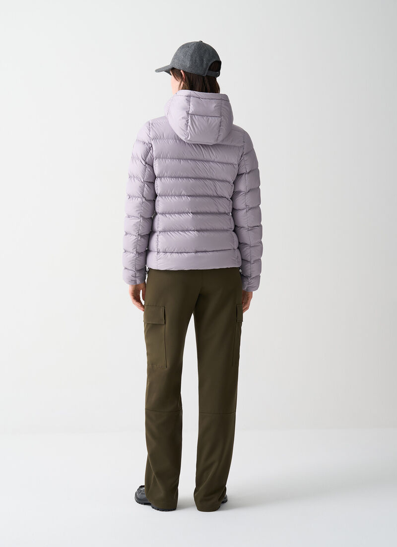 Hooded opaque down jacket