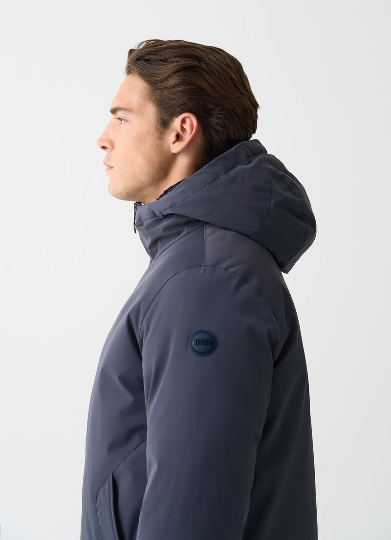 Long reversible waterproof down jacket