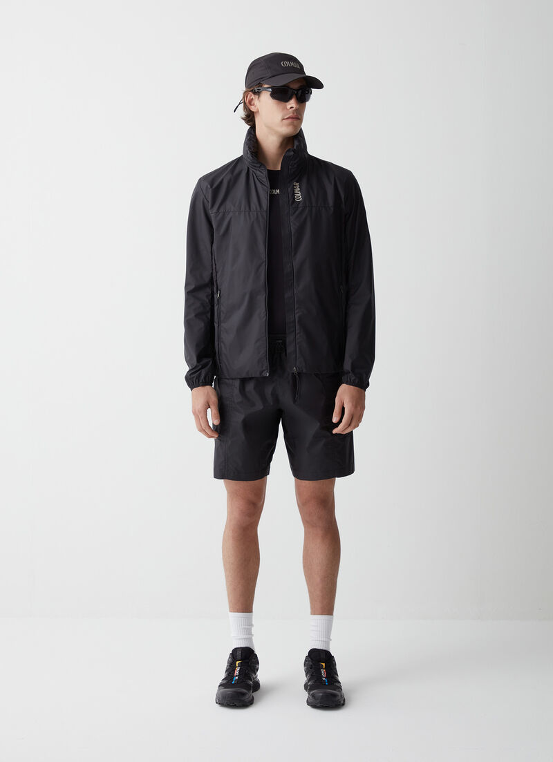 Unlined jacket with hood in the collar