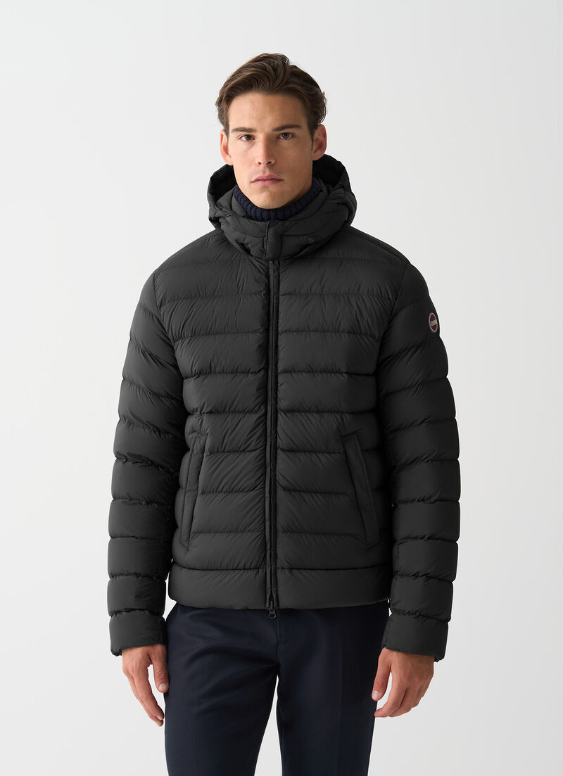 Down jacket with detachable hood