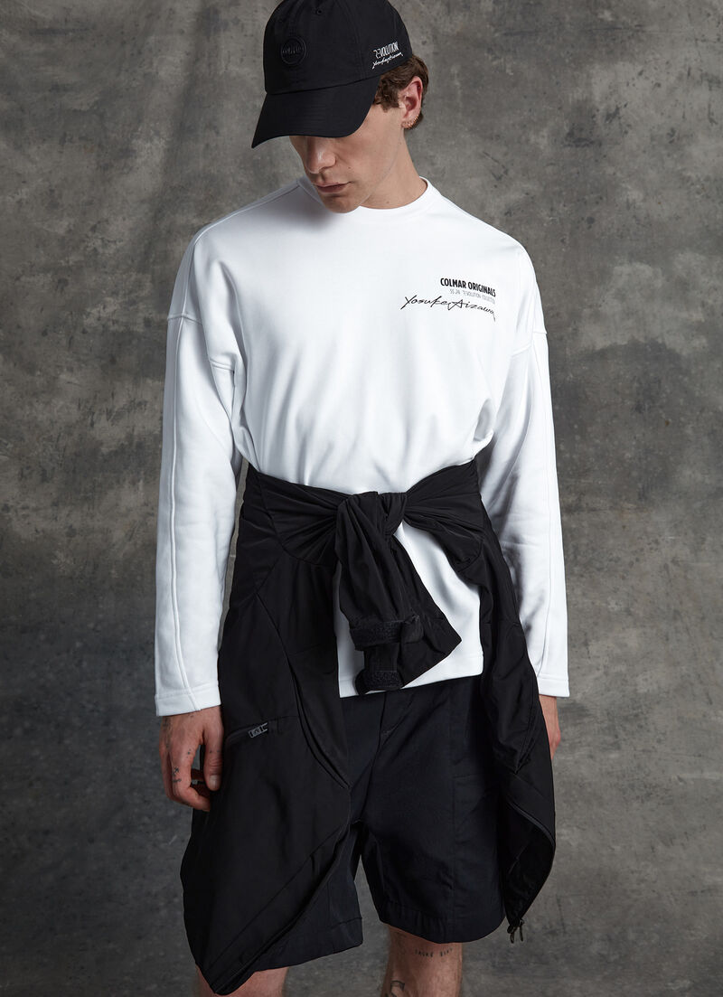 Unbrushed cotton blend sweatshirt