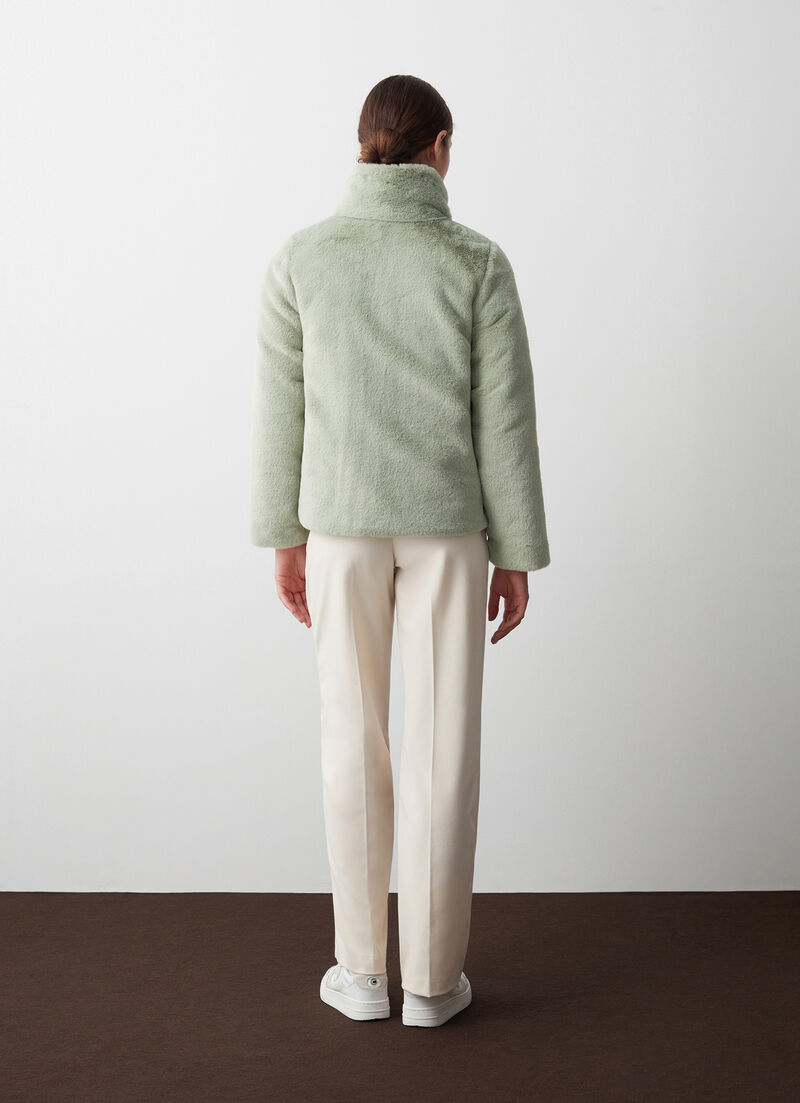 Reversible faux fur down jacket