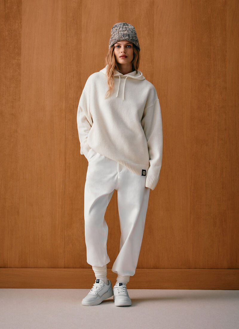 Wool-blend jumper with hood