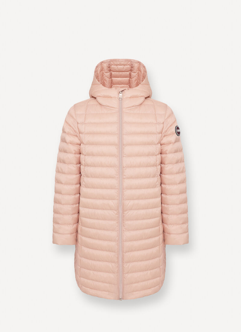 Long down jacket with hood