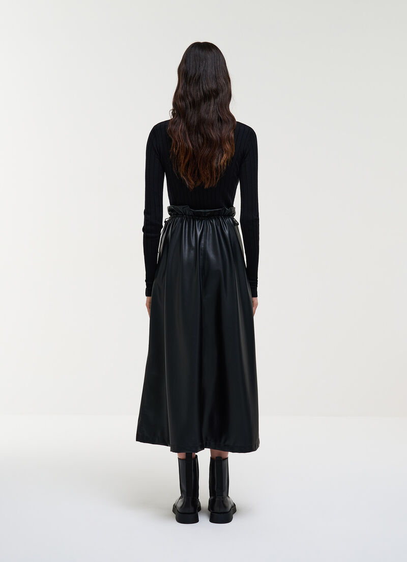 Faux leather midi skirt