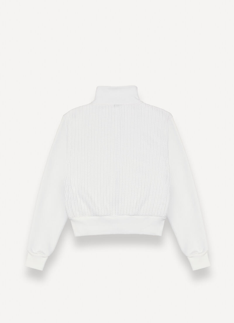 Cable-knit zip-up sweatshirt