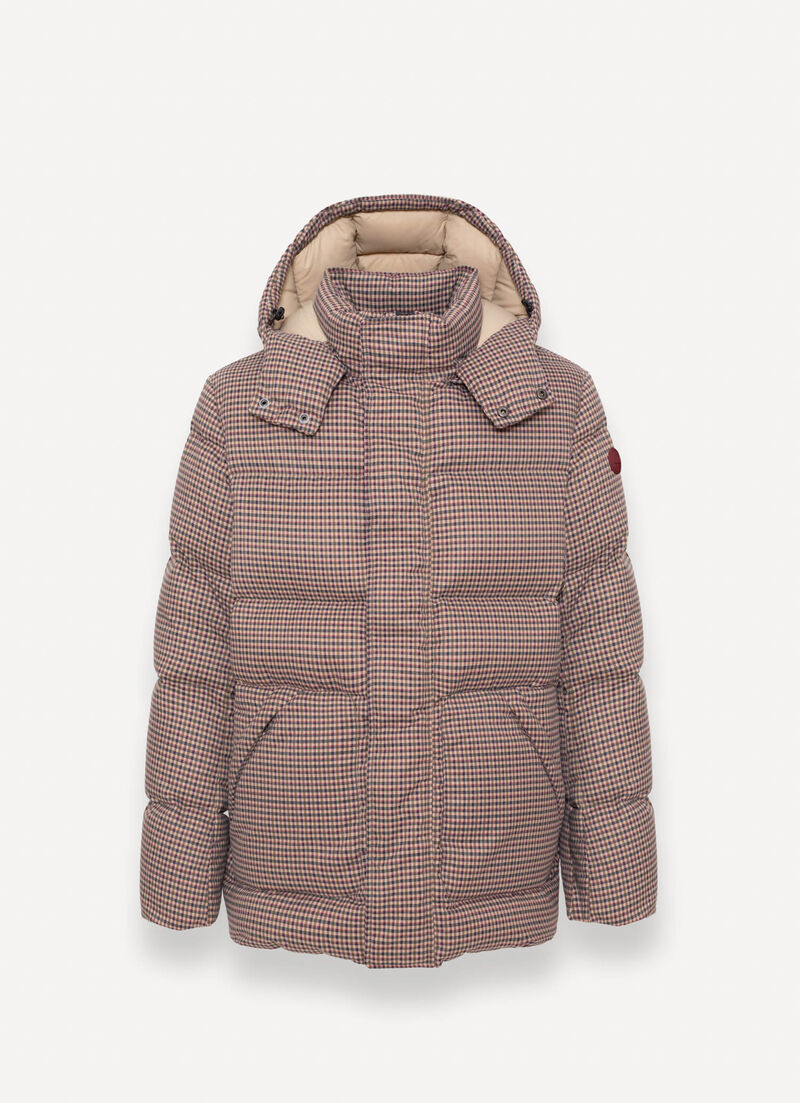 Down jacket with wool-effect print