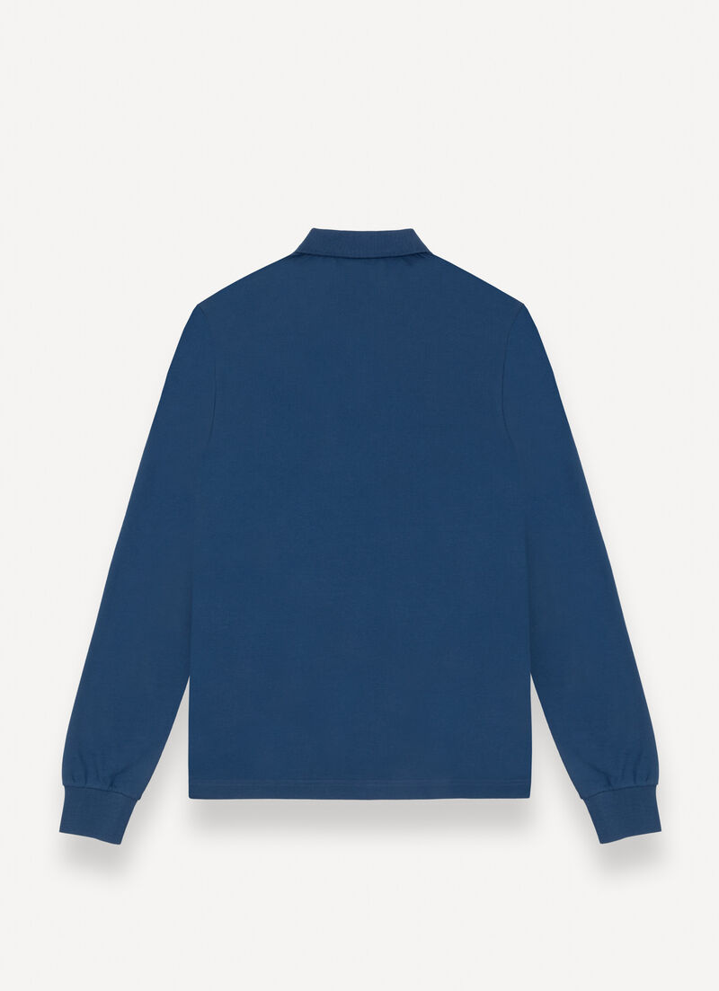 Long-sleeved polo shirt in stretch piqué