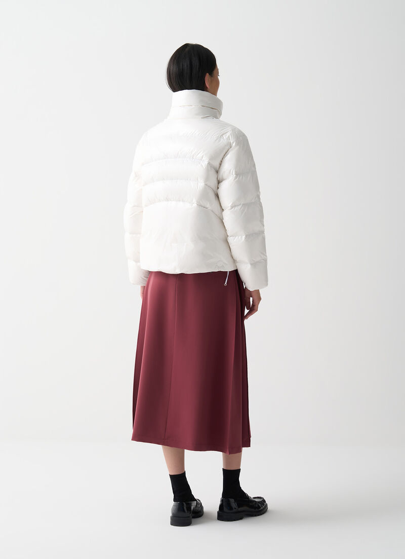 Glossy down jacket with high collar