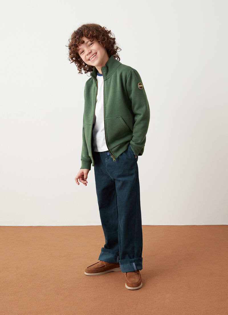 Zip-up sweatshirt with pouch pockets