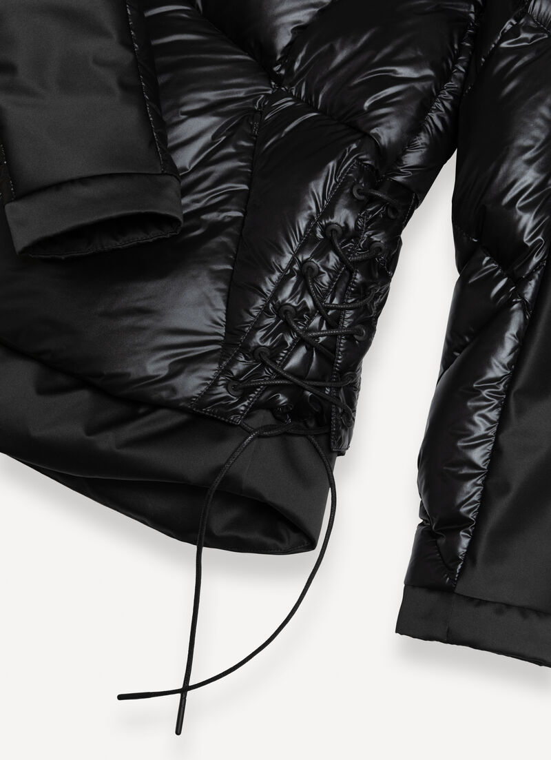 Down jacket with side lacing