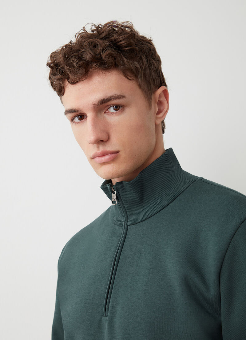 High-neck sweatshirt with half-zip
