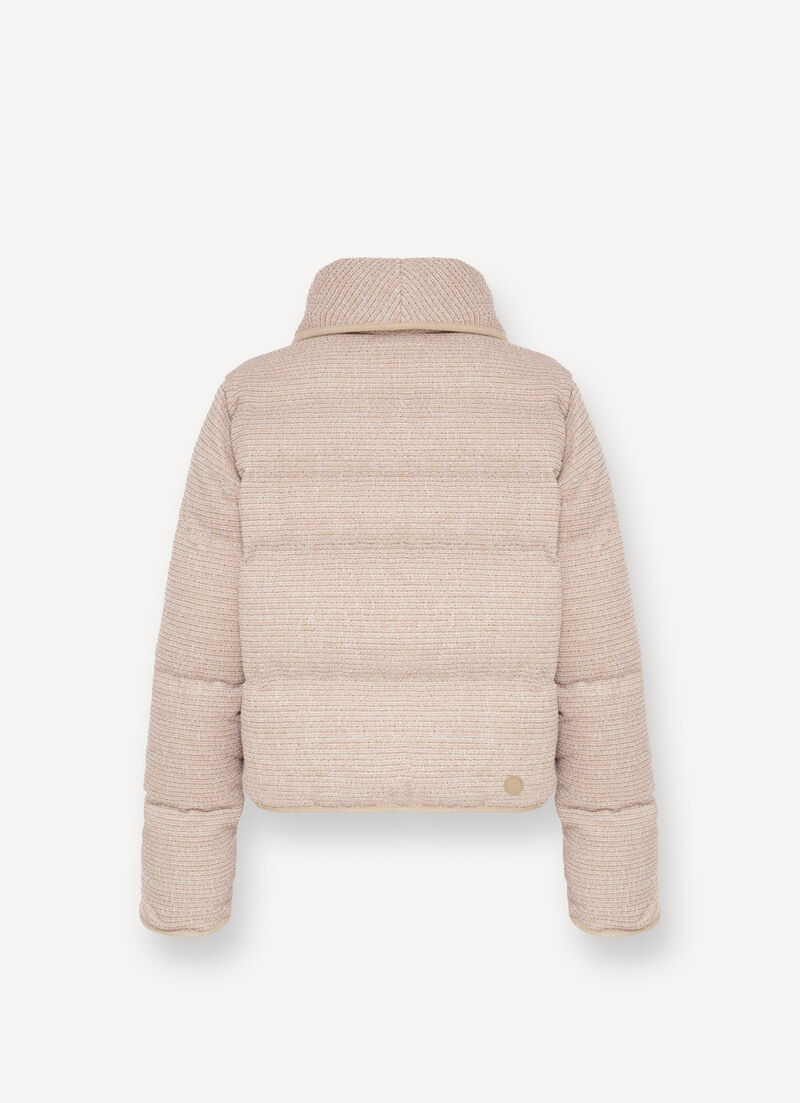 Cropped down jacket with bouclé effect