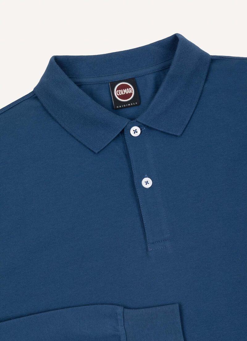 Long-sleeved polo shirt in stretch piqué