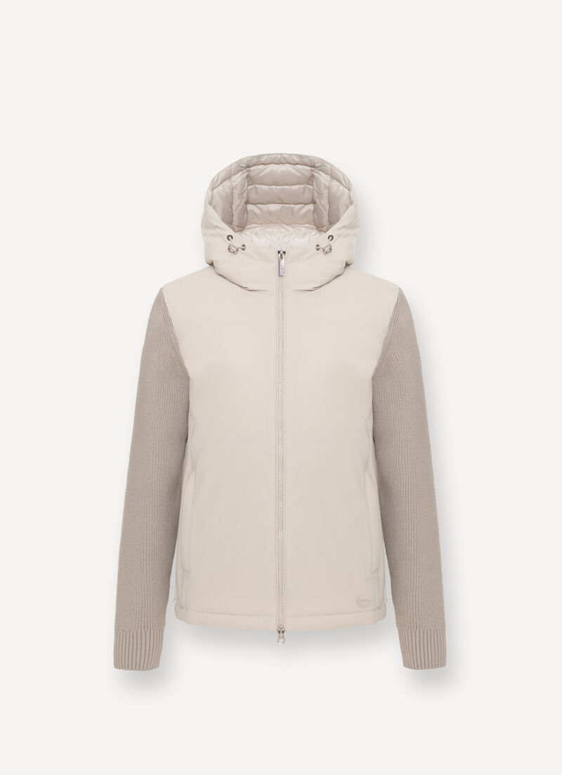 Padded jacket with knit sleeves