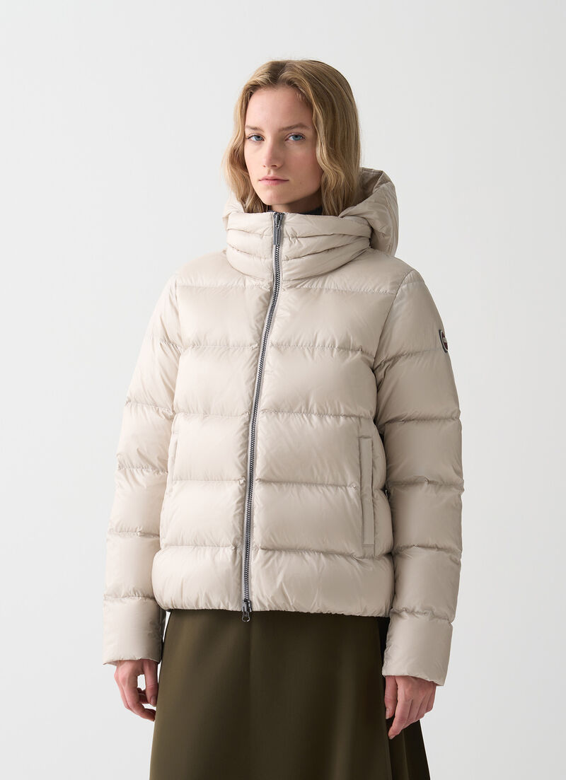 Down jacket with detachable hood