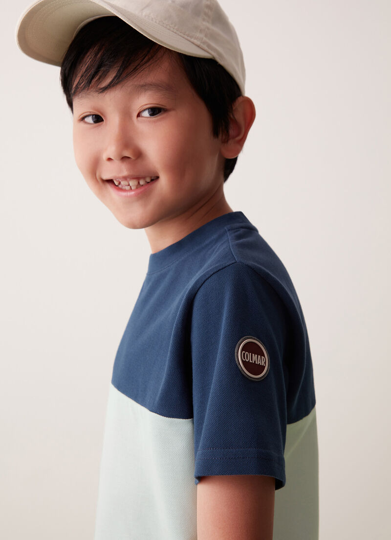 Colour-block cotton piqué T-shirt
