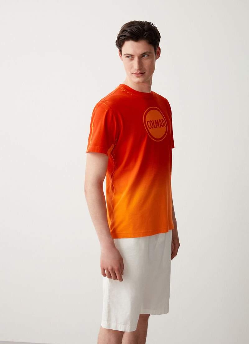 Faded effect printed cotton T-shirt
