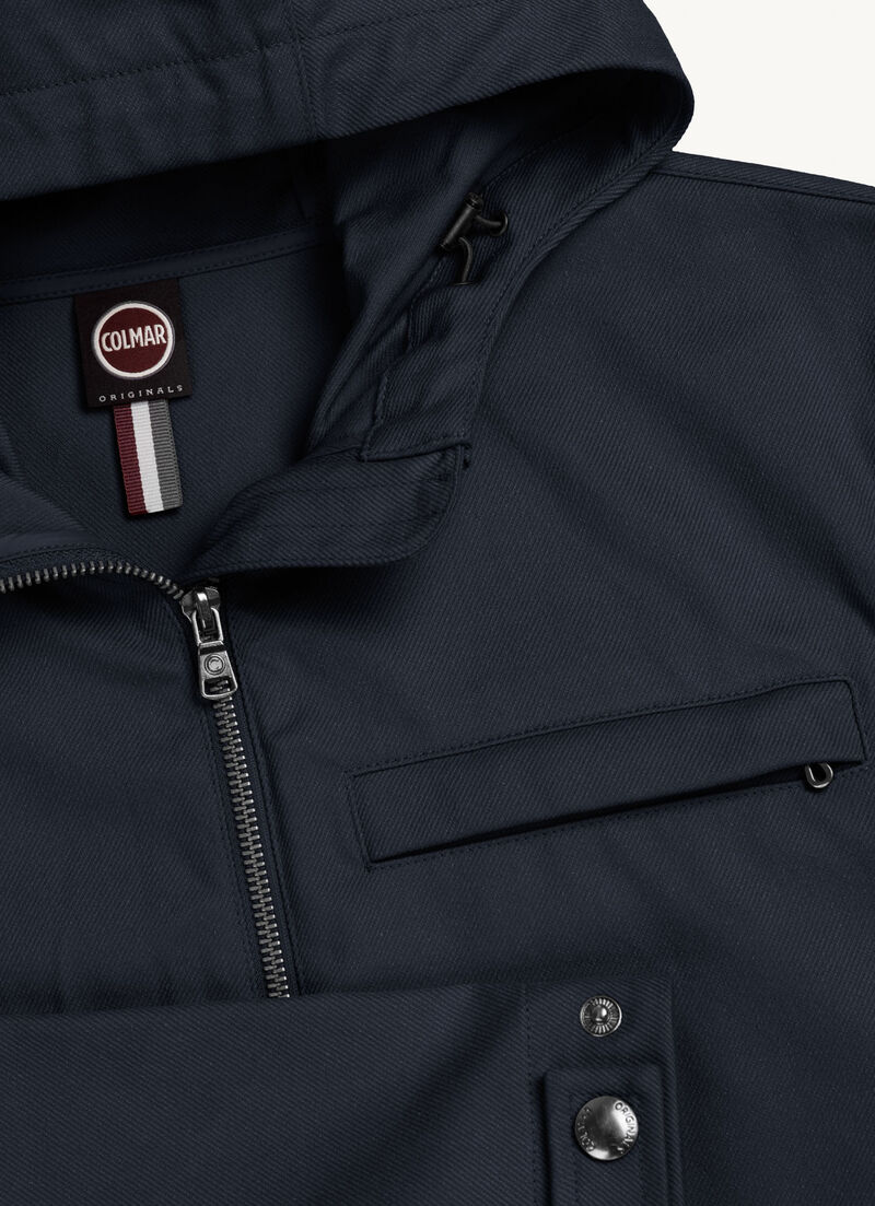 Hooded cotton-look fabric jacket