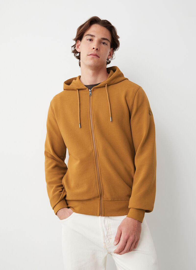 Ottoman-effect hooded sweatshirt