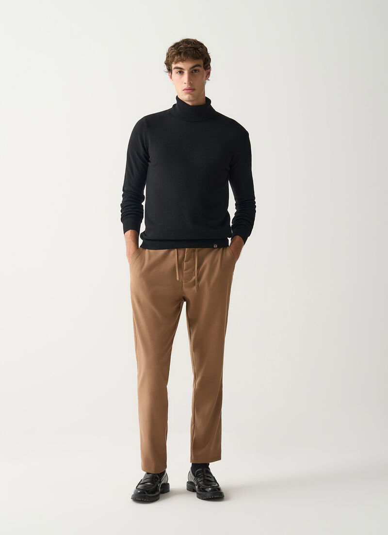 Fine knit polo-neck jumper