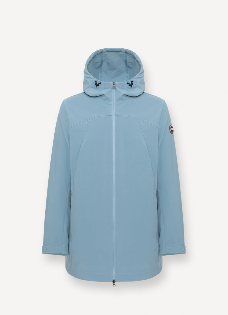 Long waterproof autumn-weight softshell jacket