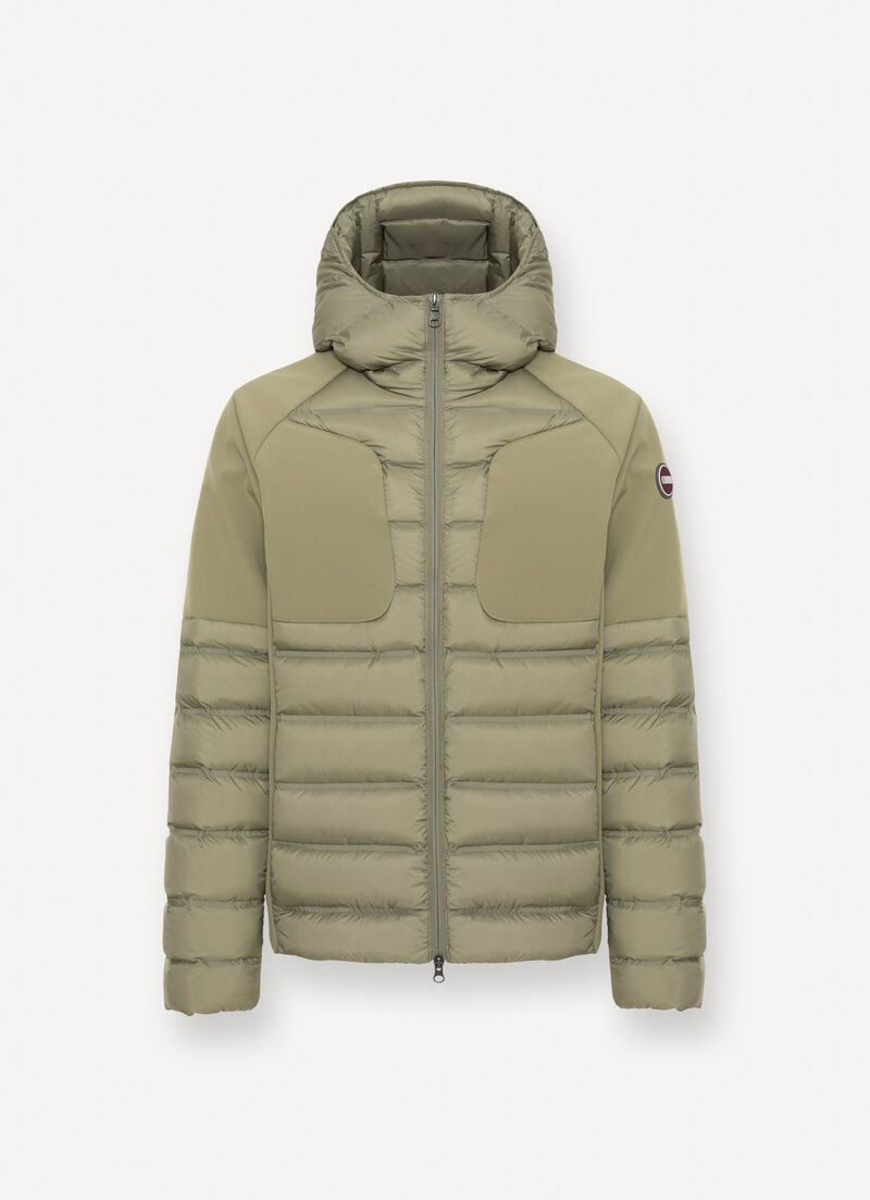 Sporty neoprene and nylon down jacket