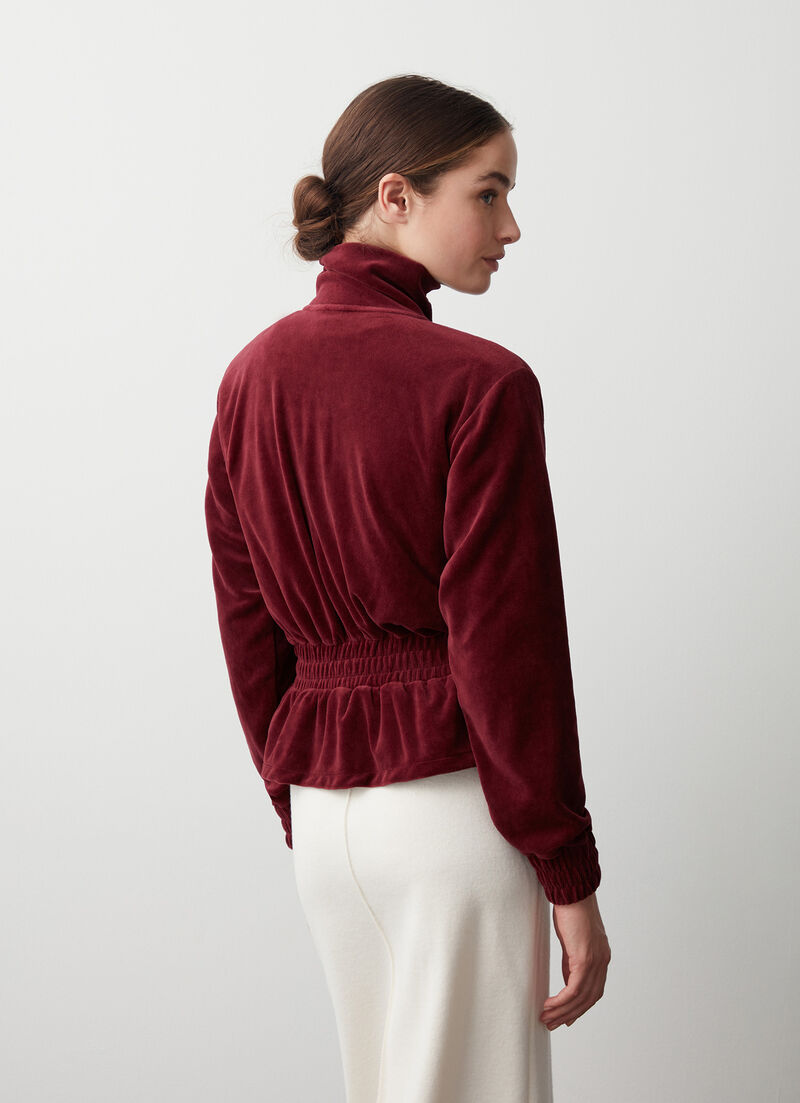 Velvet sweatshirt with stretch waist