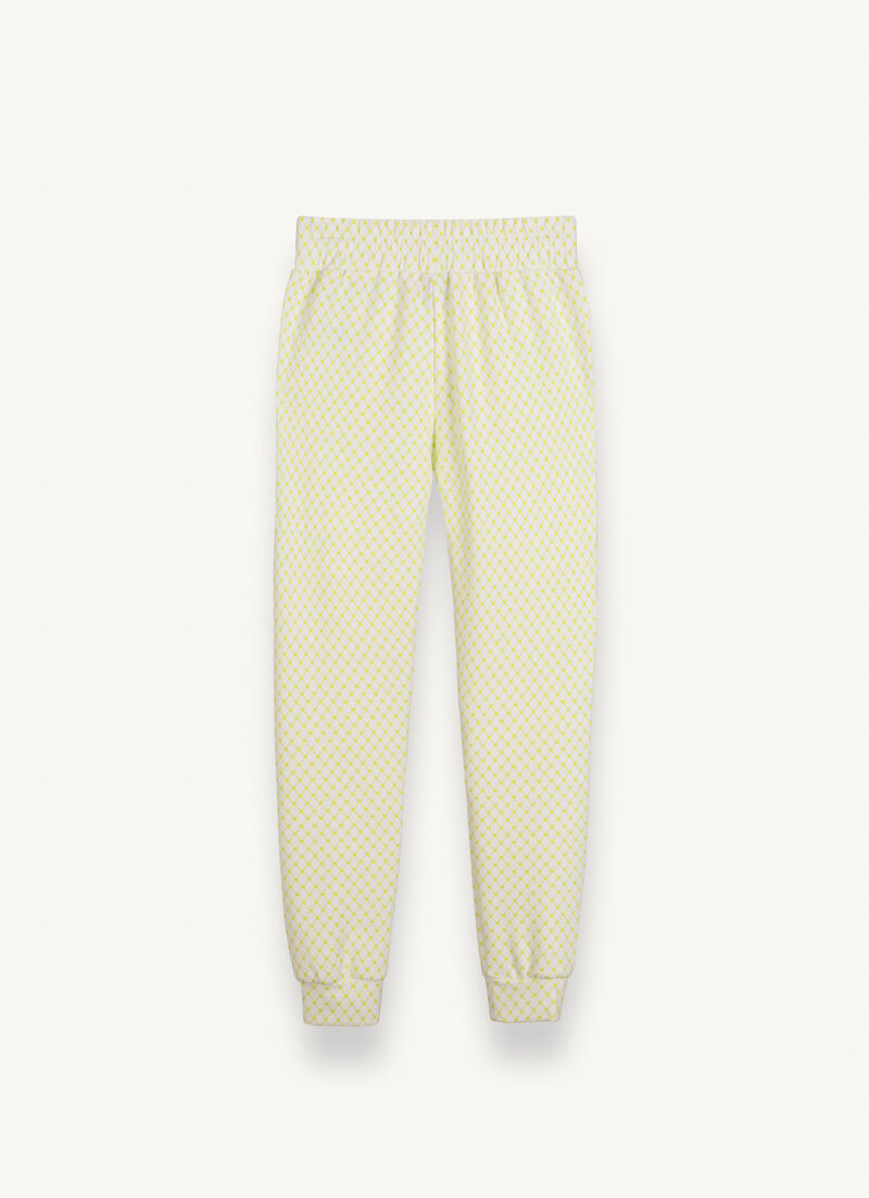 Geometric-design interlock trousers