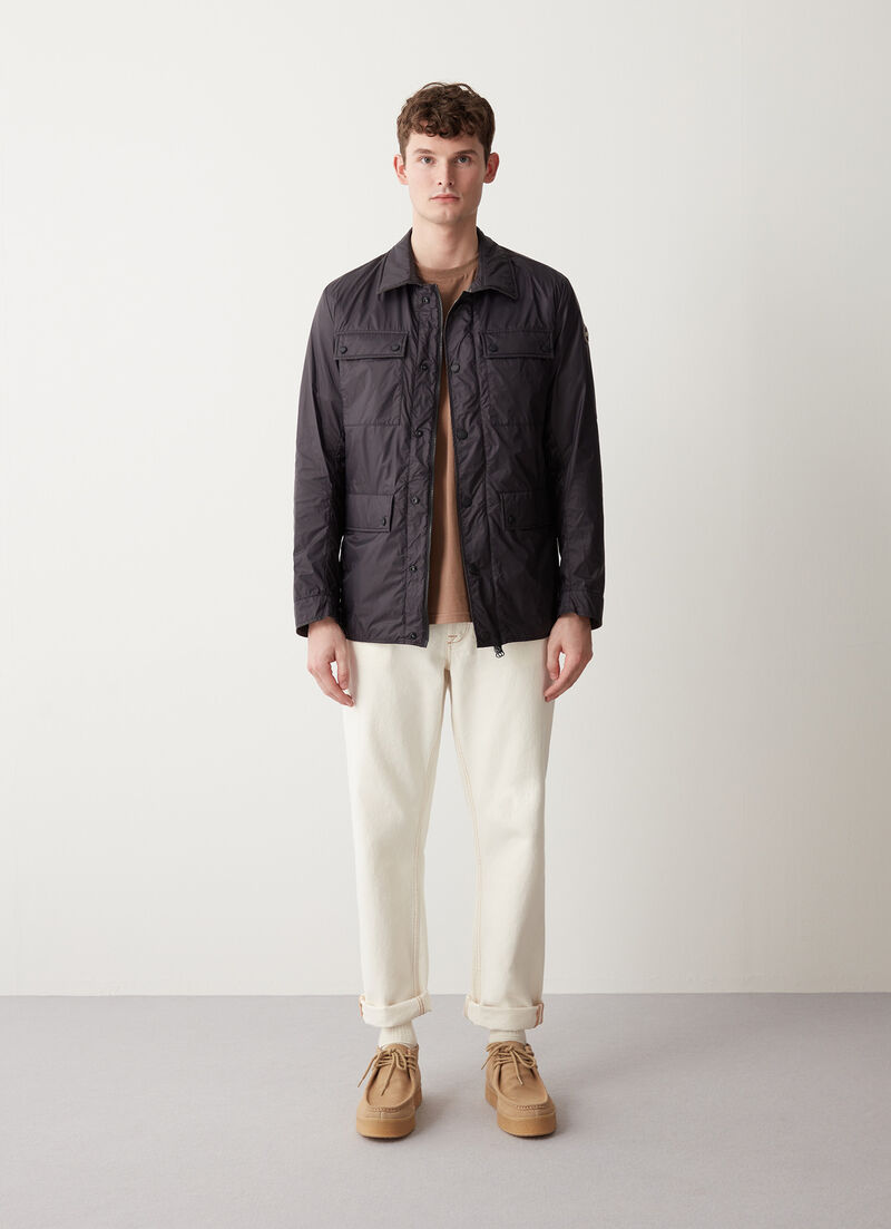 Matte fabric jacket with multiple pockets