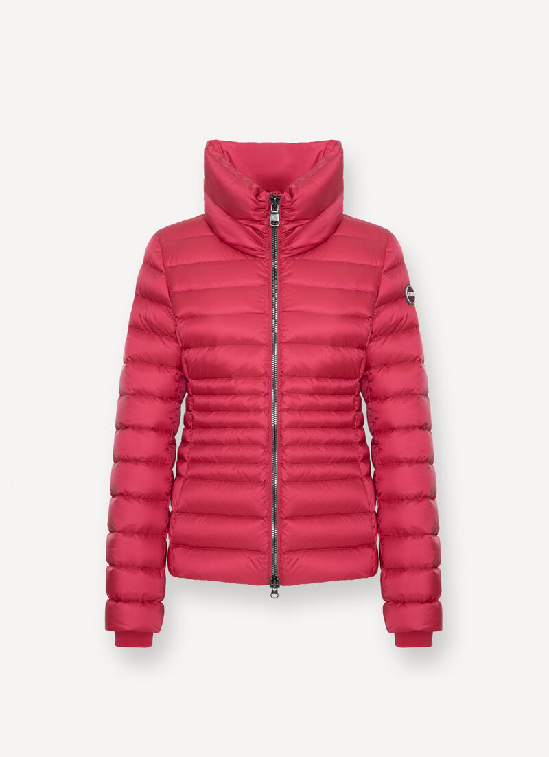 Fitted down jacket with knit cuffs