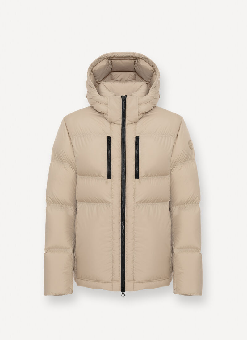 Puffy down jacket with hood