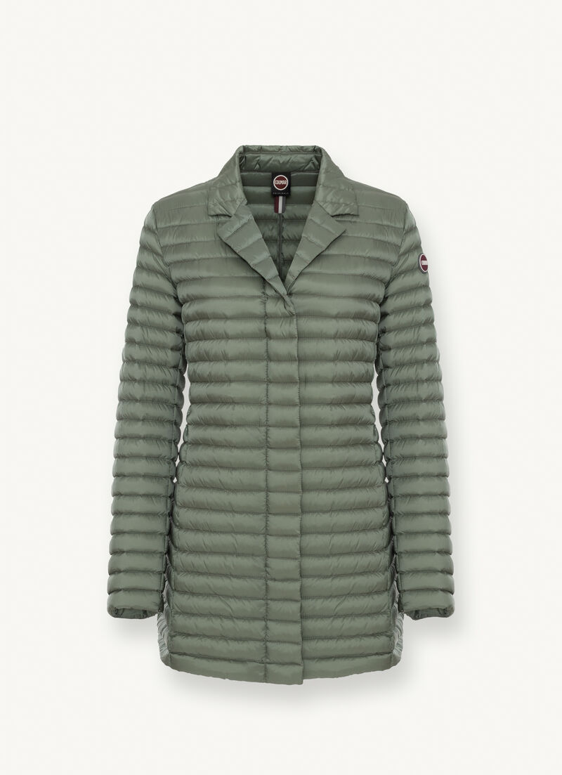 Long quilted blazer with lapel collar