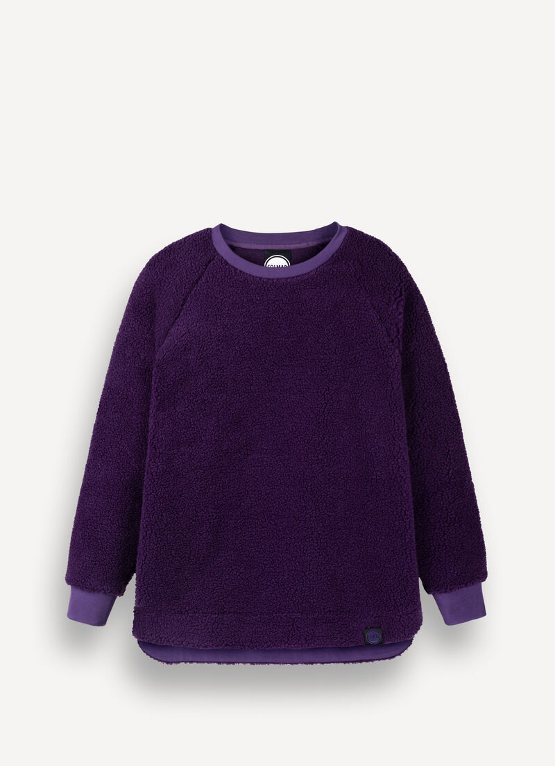 Asymmetrical teddy maxi-sweatshirt