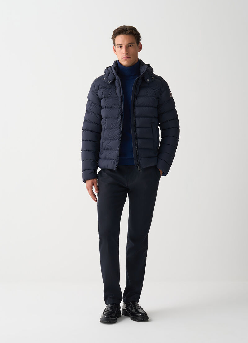 Down jacket with detachable hood