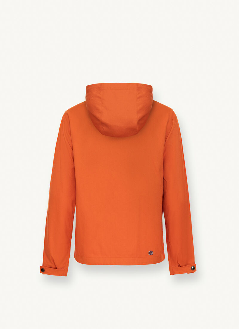 Hooded cotton-look fabric jacket