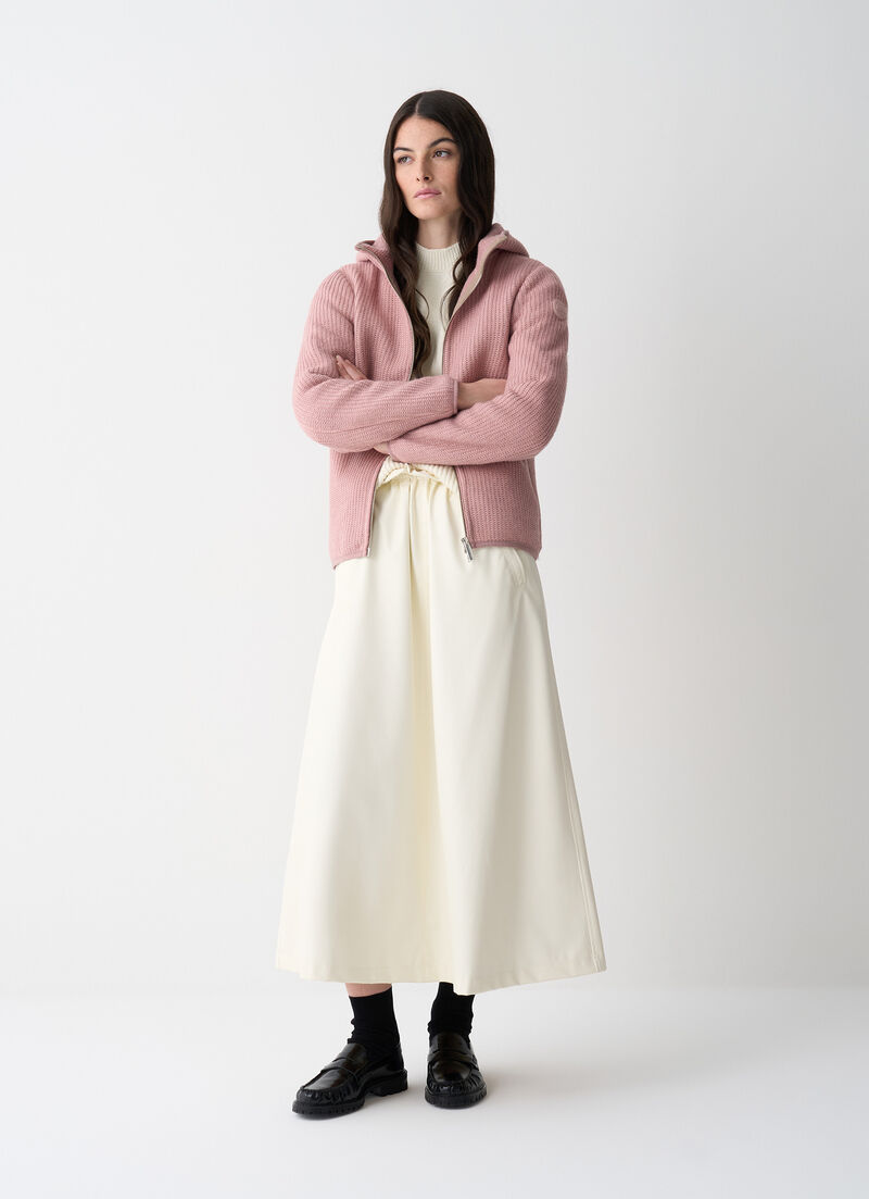 Rib-knit pullover with hood