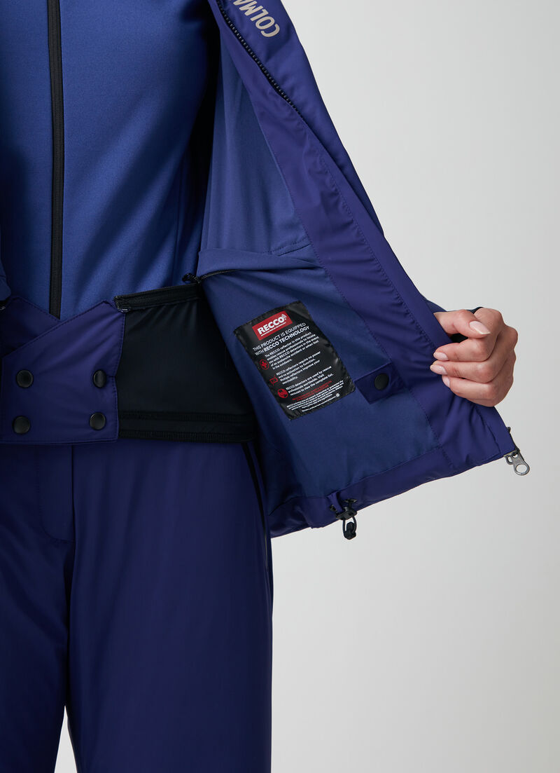 Extra-warm down ski jacket with neck warmer