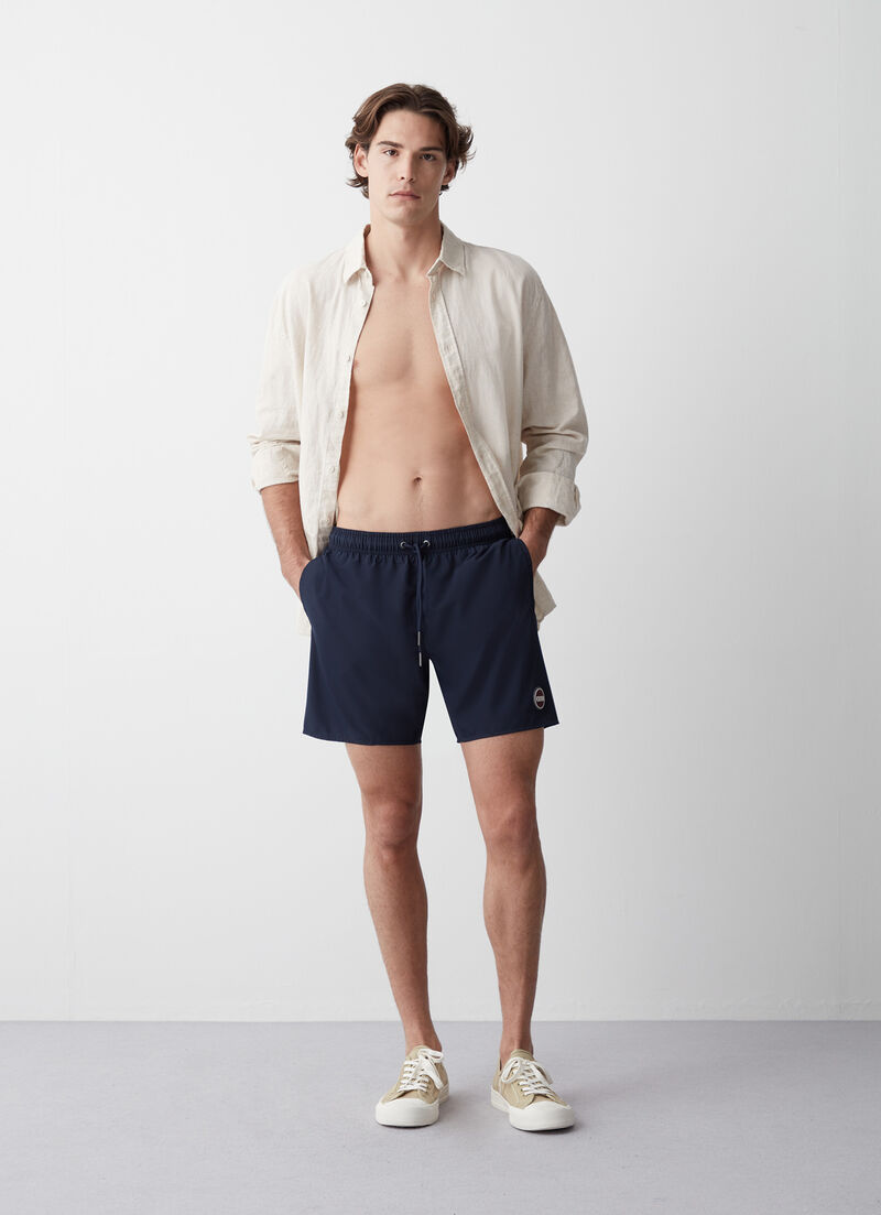 Solid colour swimsuit with elasticated waist